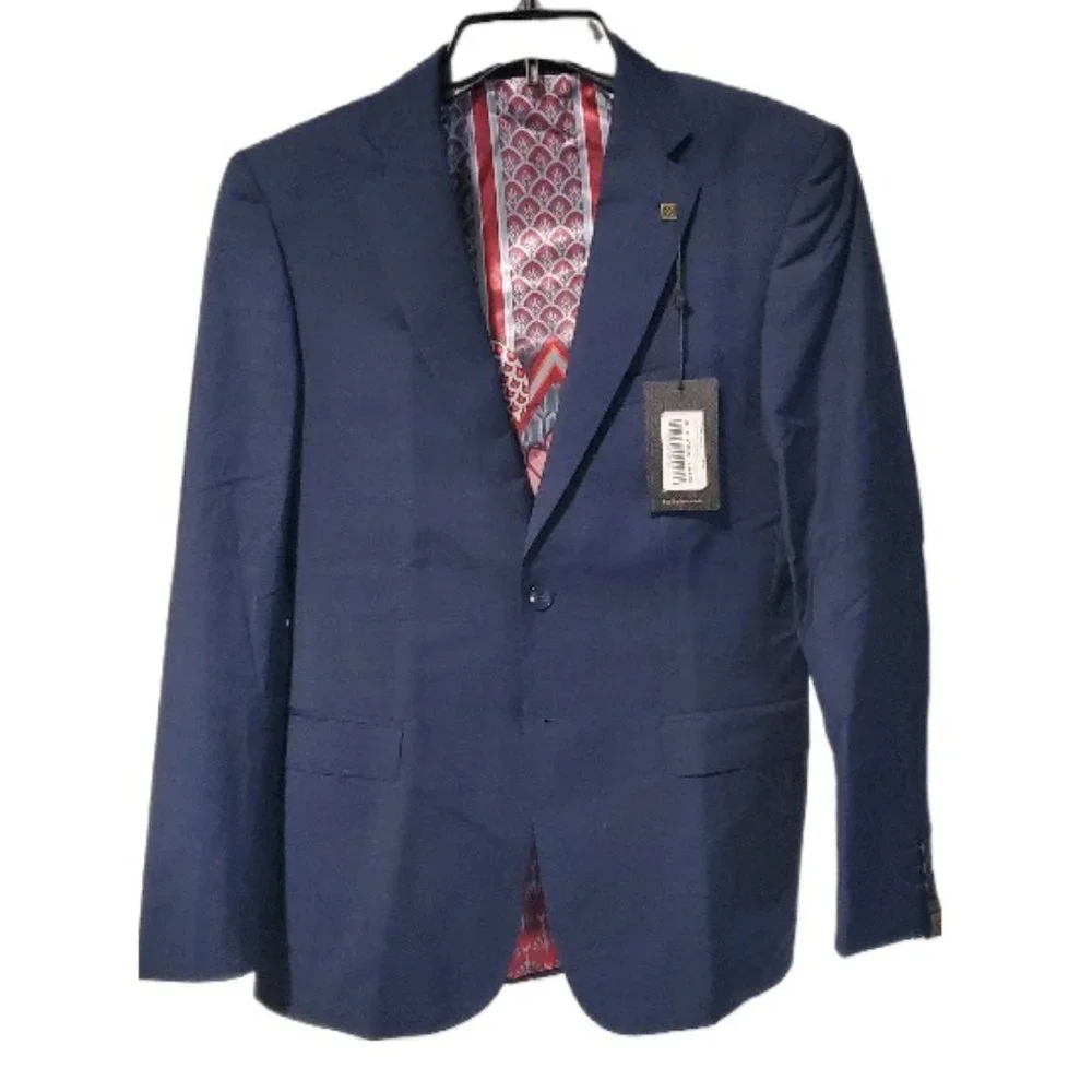 NWT Ted Baker Men's Wasdebj Debonair Check Suit Jacket Coat Blue 38R $725 JK766